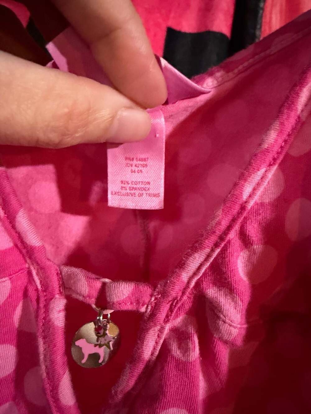 Vintage Victoria's Secret PINK Polka Dot Ruffle Slip Sleep Dress with Logo Charm - Picture 4 of 5